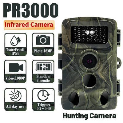 30FPS Video HD Yol Kamerası 16MP Çözünürlük 34pcs IR LED Kızılötesi Avcılık Kamerası